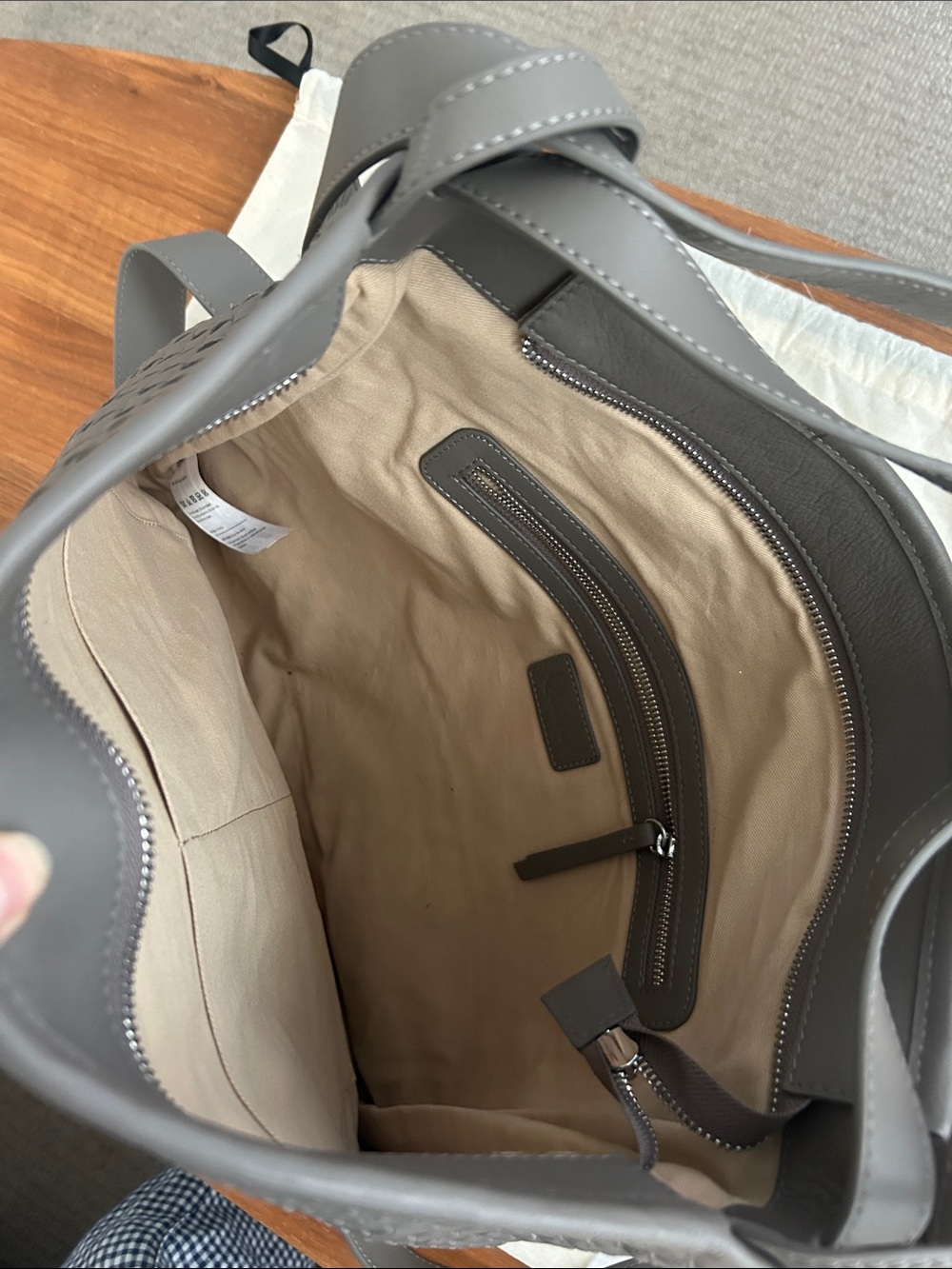 Quince Woven Leather Convertible Backpack - Gray - Picture 3 of 4